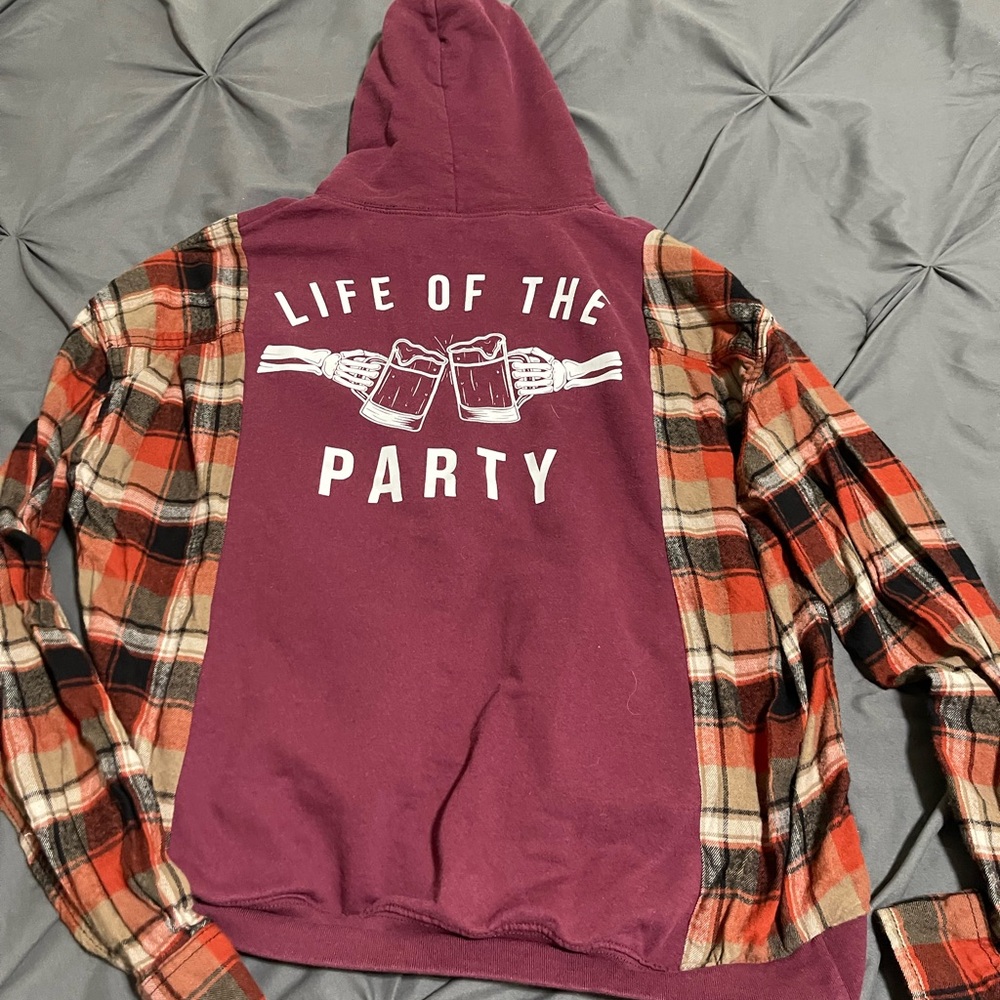 Life of the Party Hoodie - Red and Black medium EUC
